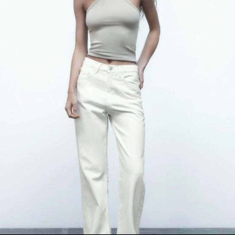 Zara Off-White Denim Jeans size 8